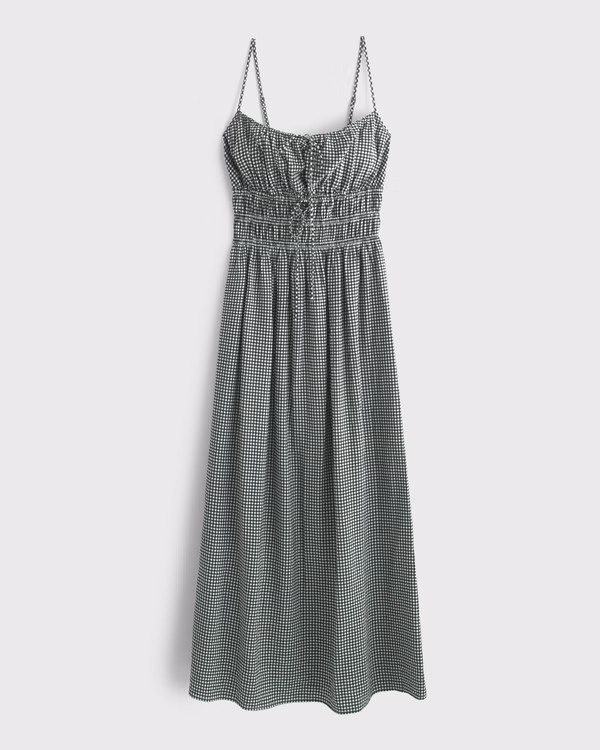 Smocked Tie-Front Maxi Dress | Abercrombie & Fitch (US)