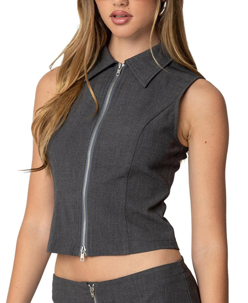 Edikted Allie Collared Zip Up Top | Bloomingdale's (US)