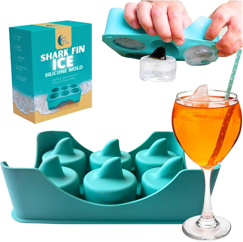 Silicone Shark Fin Ice Cube Tray, 100% Food Grade, BPA-Free Sharkweek Mold, Dishwasher Safe Silic... | Amazon (US)