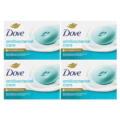 Dove, Antibacterial Care Beauty Bar Soap, 4 Bars, 3.75 oz (106 g) Each | iHerb