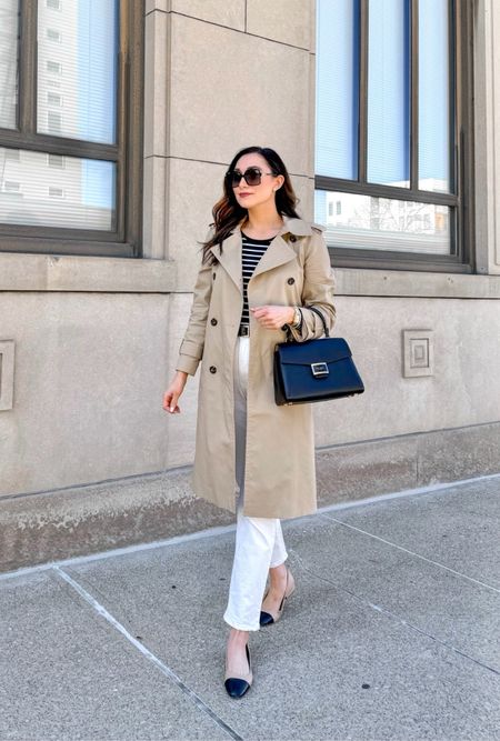 Classic spring outfit ❤️

Trench coat (linked similar)
Black and white striped shirt size xs, size down for fitted look 
White jeans (linked similar)
Cap toe flats size 7, initially tight in toe box but now slightly too big 

Smart casual 
Neutral outfit 


#LTKSeasonal #LTKshoecrush #LTKstyletip