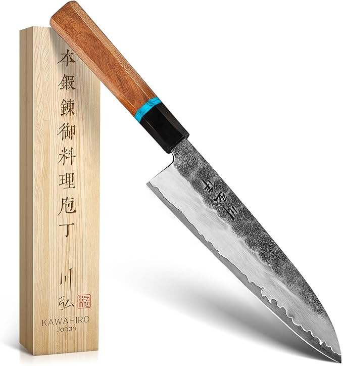 KAWAHIRO Japanese Chef Knife, 210mm Black Forged VG10 Kitchen Knife, Handcrafted Professional Che... | Amazon (US)