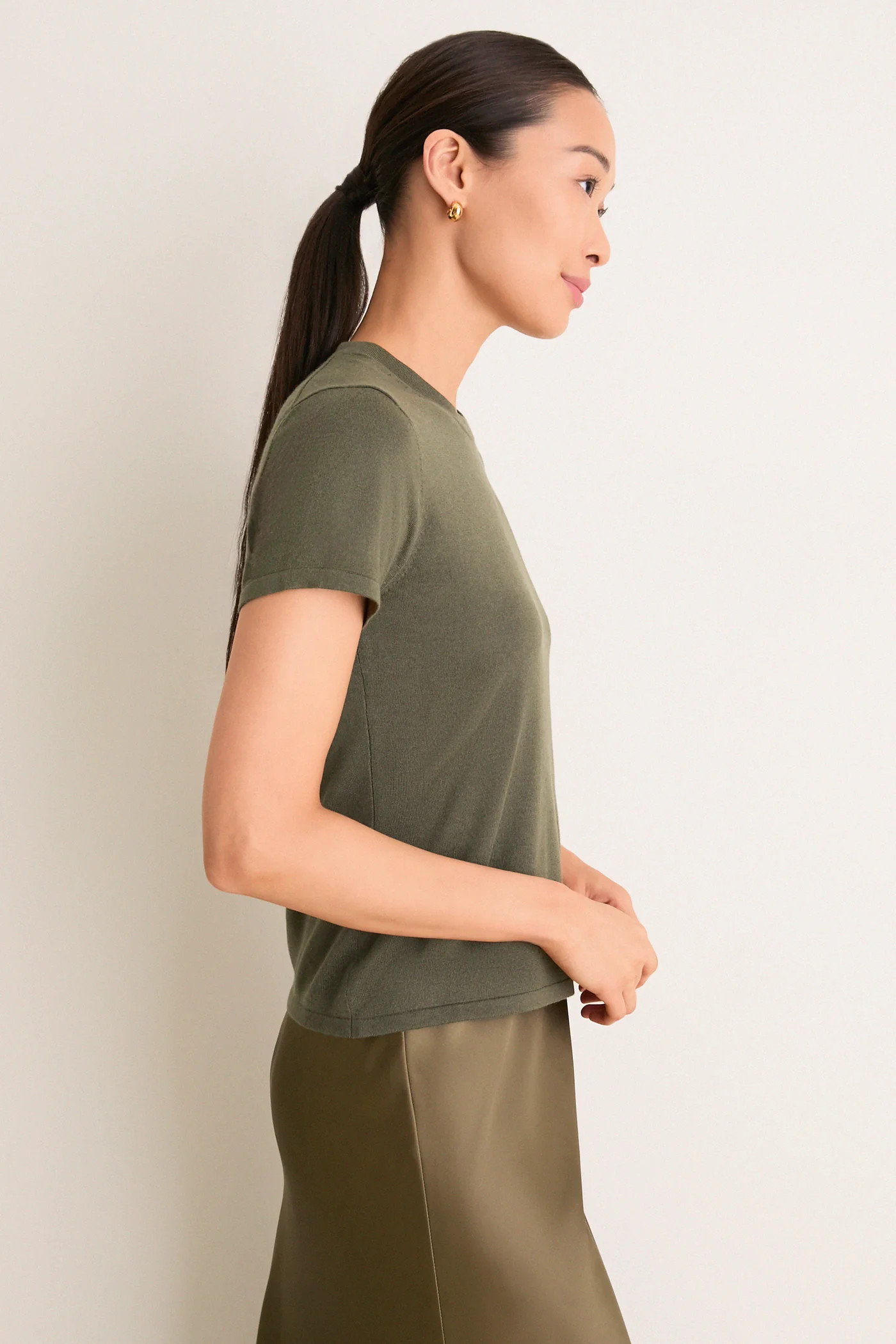 Olive Cashmere Silk Katie Tee | Tuckernuck (US)
