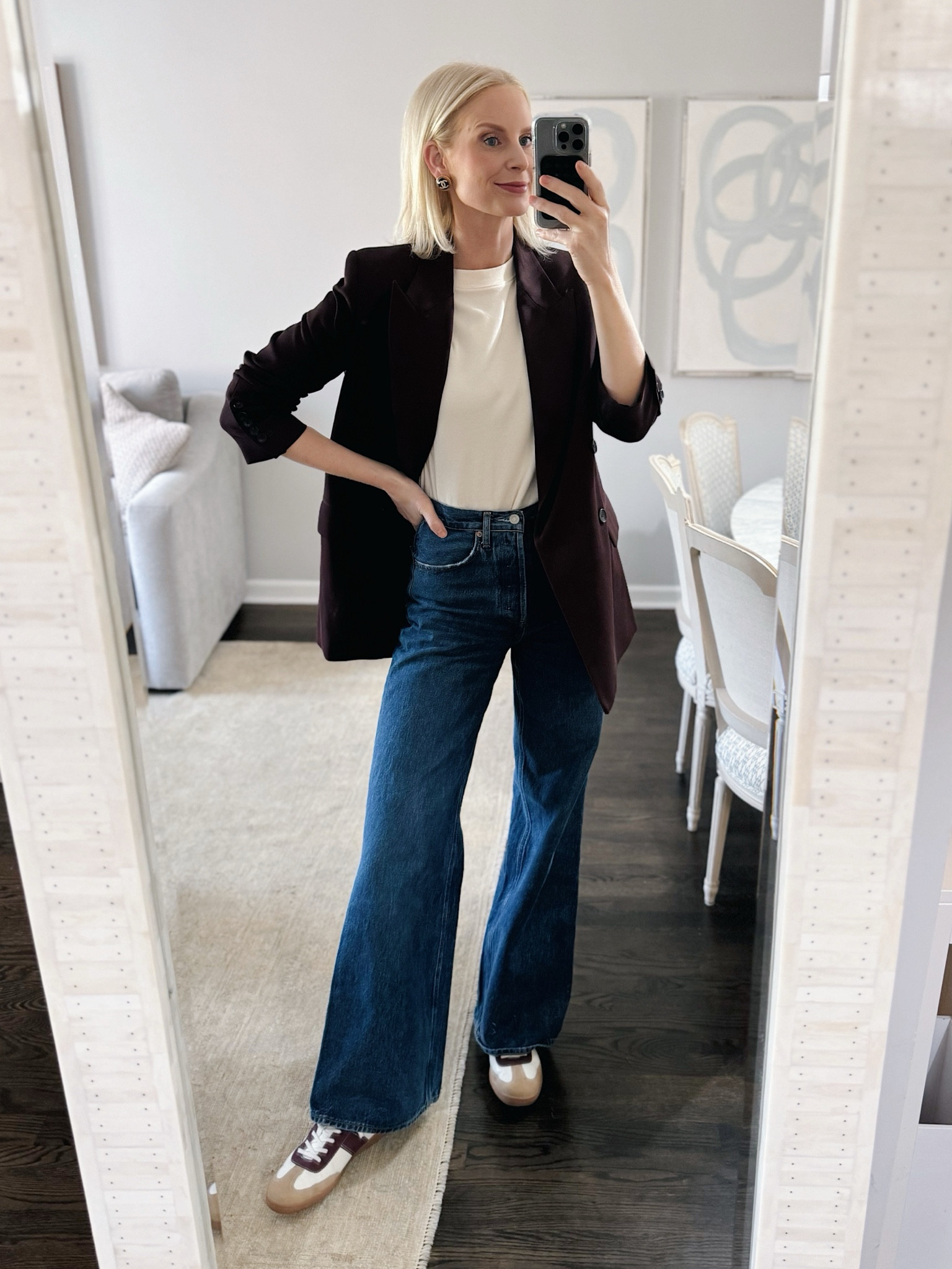 Today’s outfit! Wearing a 4 in the blazer, small in the tee and sized down in the jeans. 

#LTKFindsUnder50 #LTKStyleTip #LTKShoeCrush