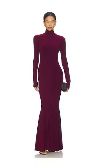 Long Sleeve Turtle Fishtail Gown in Plum | Revolve Clothing (Global)