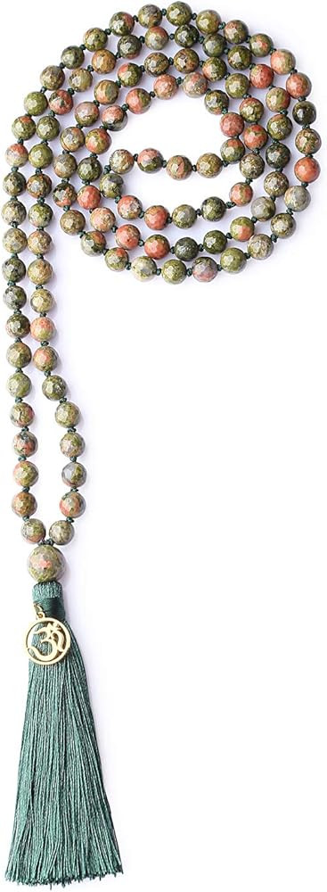 COAI OM Charm Hand Knotted Tassel 108 Mala Beads Necklace | Amazon (US)