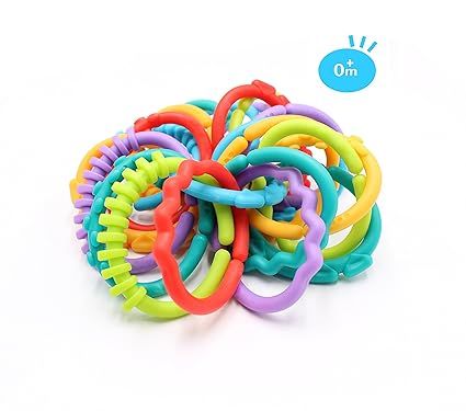 24 Pack Baby Teether Rings Links Toys Colorful Round Connecting Ring for Rattle Strollers Car Sea... | Amazon (US)