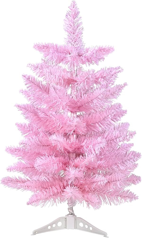 2FT Artificial Christmas Tree Pink Tabletop Christmas Tree with Plastic Stand Mini Xmas Pine Tree... | Amazon (US)