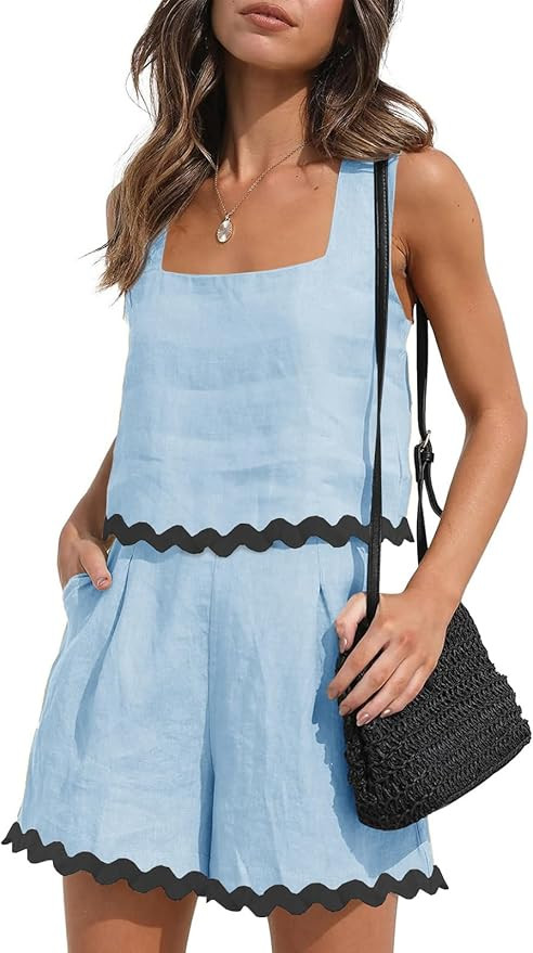 Imily Bela Women's 2 Piece Shorts Sets Summer Vacation Outfits Beach Loungewear | Amazon (US)