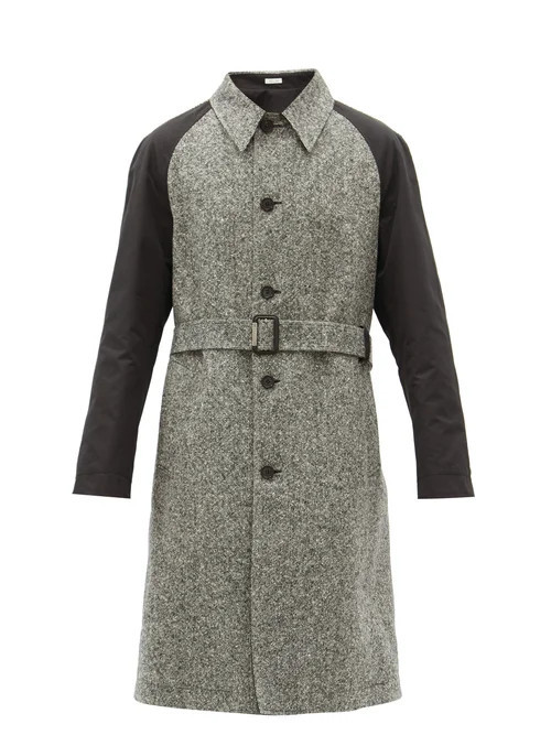 Alexander Mcqueen - Contrast-sleeves Wool-tweed Trench Coat - Mens - Black White | Matches (US)