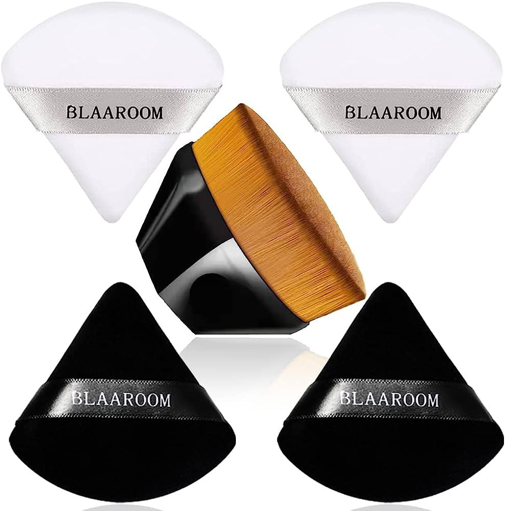 4+1 Pcs Velour Triangle Powder Puff for Face Makeup and Kabuki Foundation Makeup Brush for Face B... | Amazon (US)