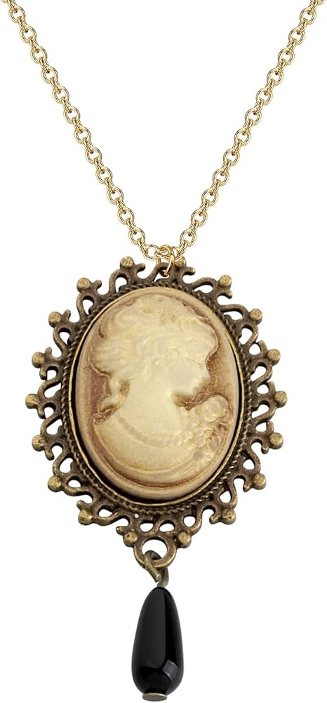 Retro Victorian Necklace Cameo Pendant Necklace Gothic Vintage Gifts Halloween Party gift | Amazon (US)