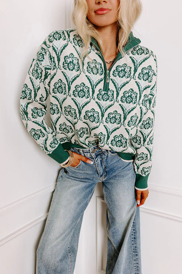 Cider In Aspen Knit Sweater in Hunter Green | Impressions Online Boutique