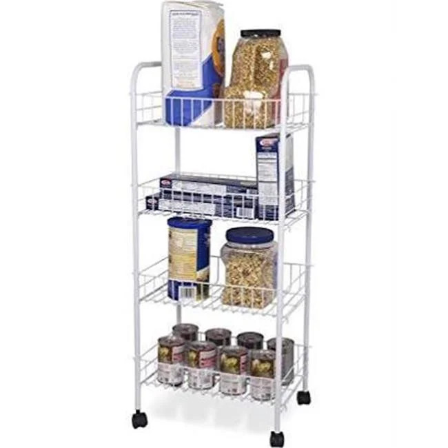 Home Basics FB41258 4-Tier Kitchen Trolley,  White - Walmart.com | Walmart (US)