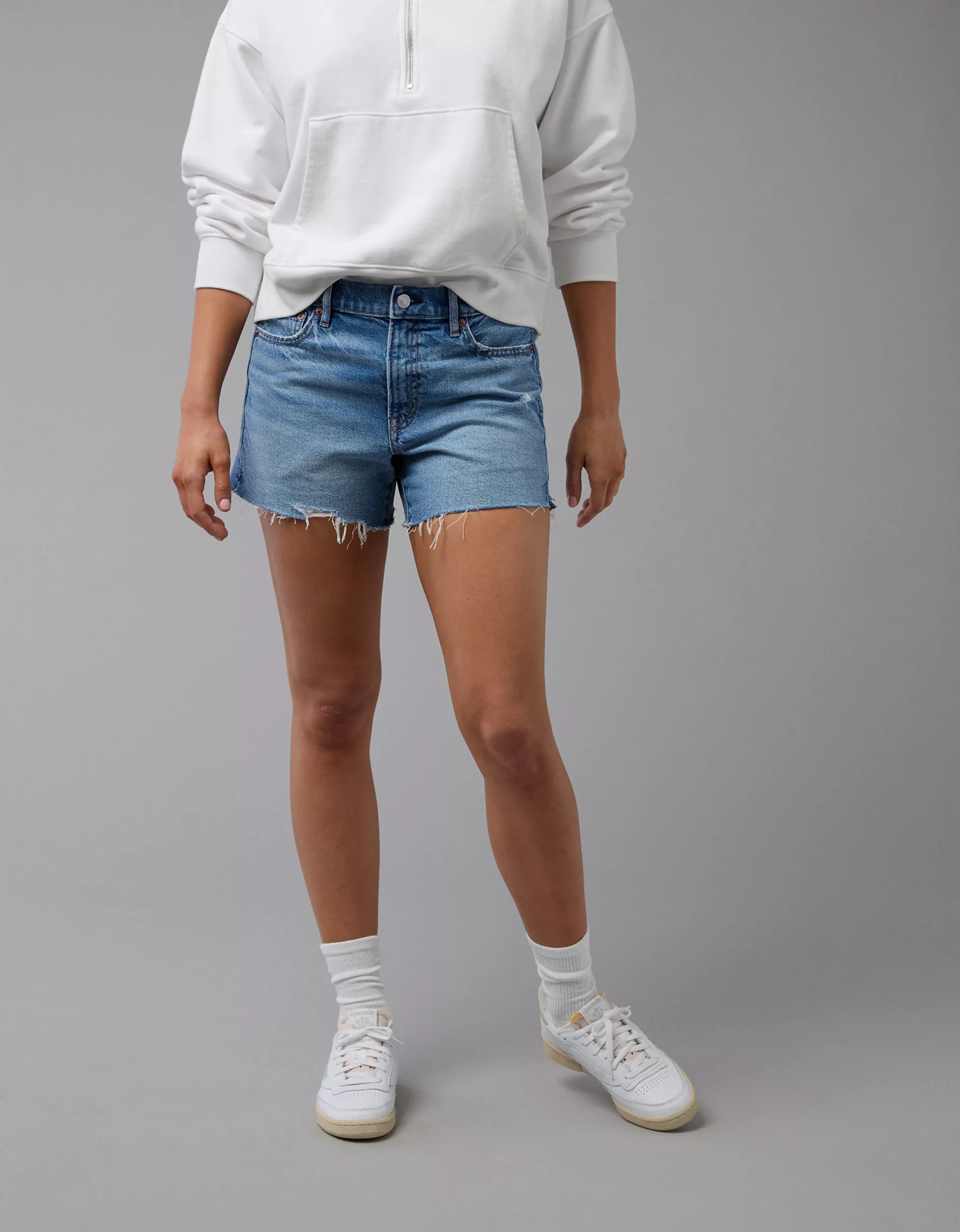 AE Strigid 4" Perfect Denim Short | American Eagle Outfitters (US & CA)