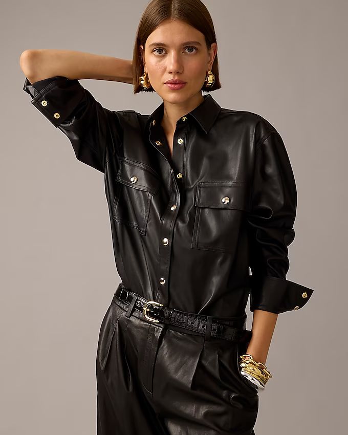 Collection shirt-jacket in faux leather | J.Crew US