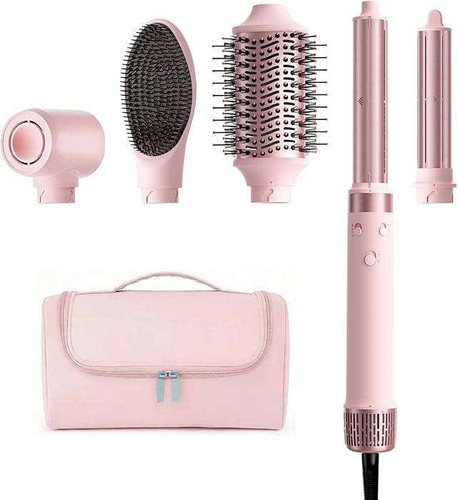 MESCOMB Dual Voltage Hair Dryer Brush - 5 in 1 Hot Air Styler Wrap with Auto Wrap Curlers, Fast D... | Amazon (US)