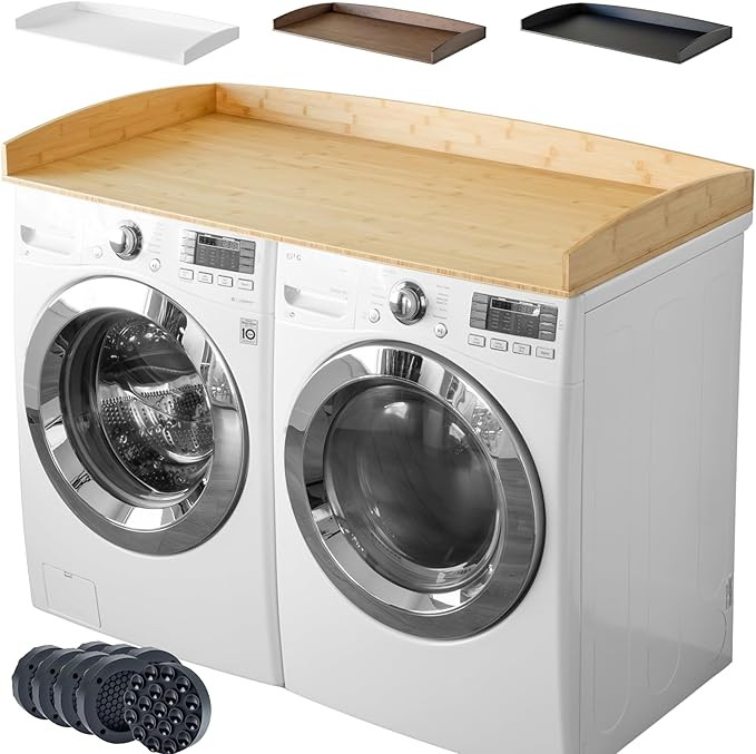 Nedura Washer Dryer Countertop for Washing Machine w/Anti-Vibration Pads&Curved Edge Rails, Bambo... | Amazon (US)