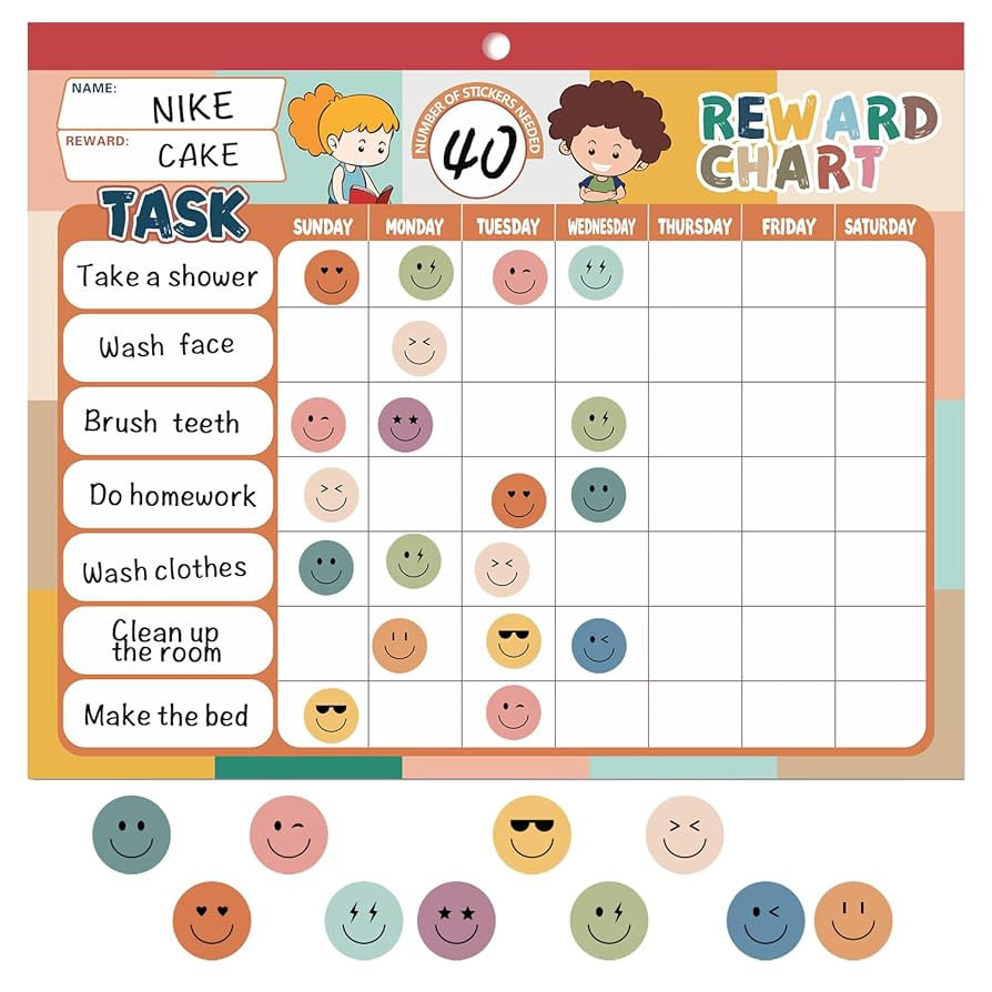 Boho 32 Chore Charts Behavior Reward Chart System,Sticker Chore Chart Pad for Kids with 2328 Stic... | Amazon (US)