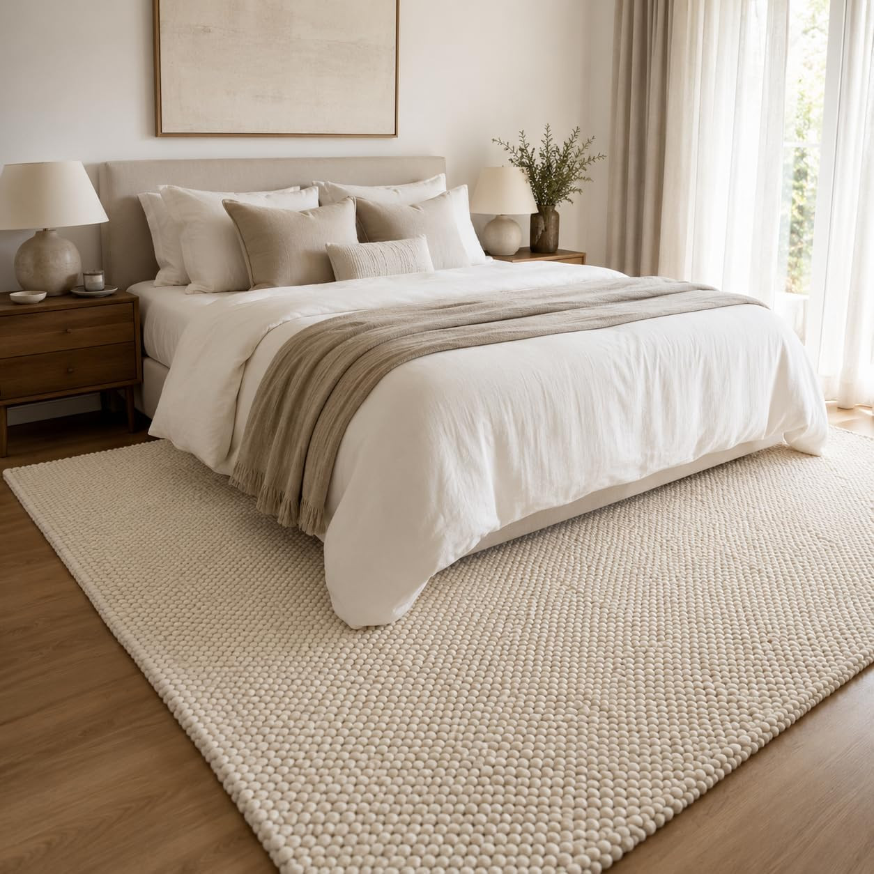 100% Wool Hand Woven Knit Popcorn Rug (8'x10' - Ivory) | Amazon (US)