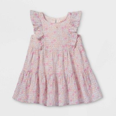 Toddler Girls' Floral Tiered Ruffle Sleeve Dress - Cat & Jack™ Light Pink | Target