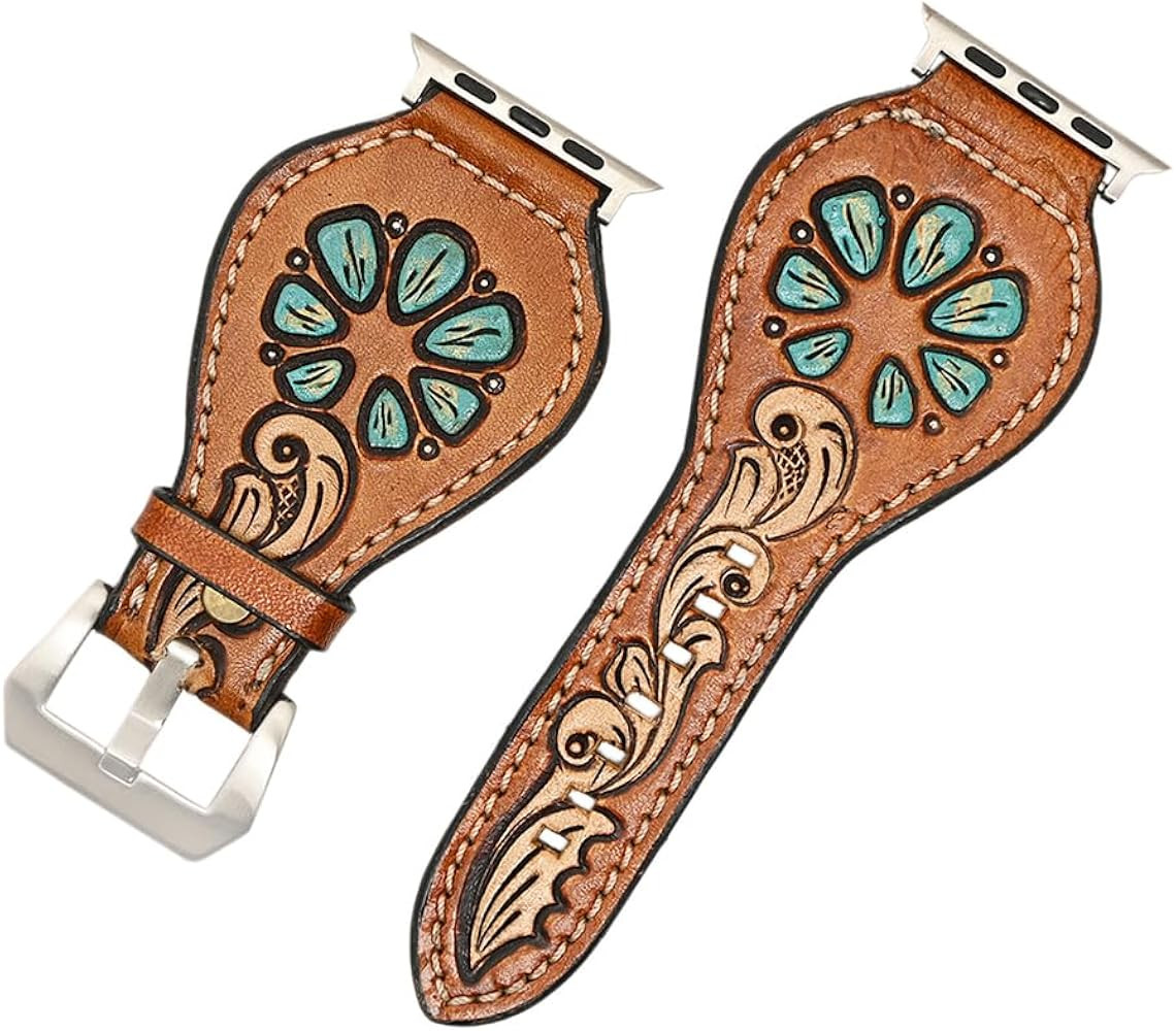 American Darling Beautifully Hand Tooled Genuine Leather I watch Strap Men and Women Unisex | Amazon (US)