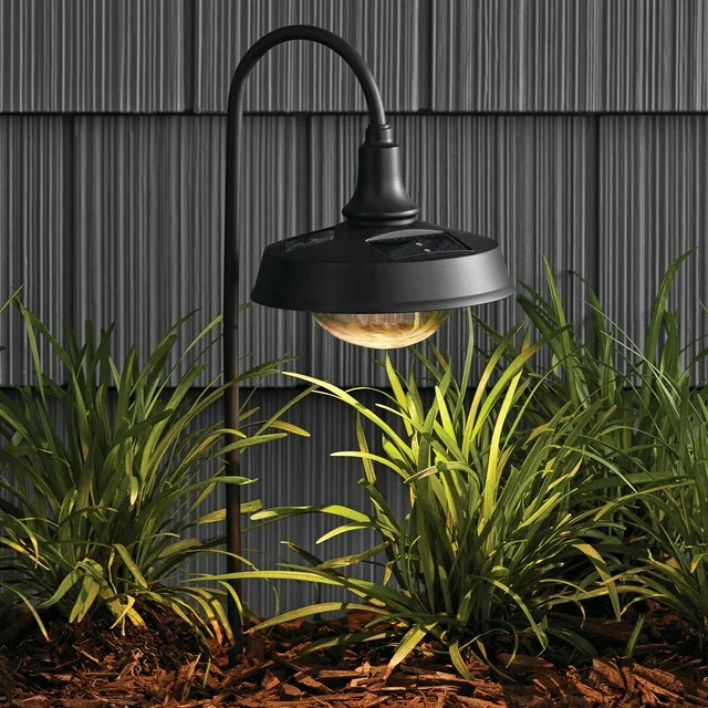 Better Homes & Gardens Corbyn Solar Powered Matte Black Metal Landscape LED Pathway Downlight, 20... | Walmart (US)