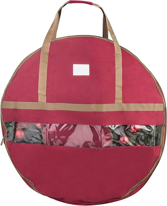 Wreath Storage Container - Canvas Bag with Clear Window and Handles Holds 48-Inch Artificial Wrea... | Amazon (US)