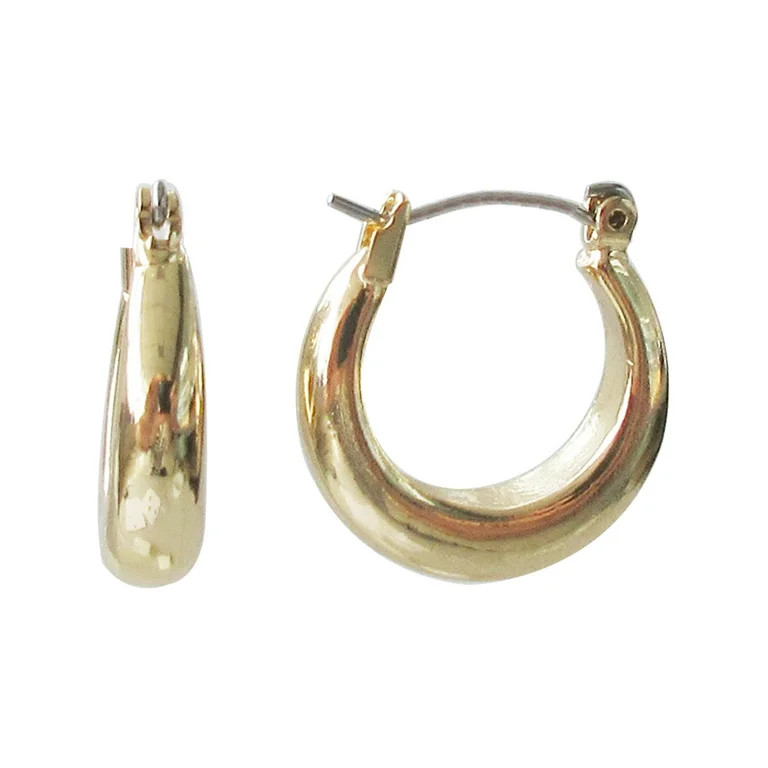 Time and Tru Women's Gold-Tone Shrimp Hoop Earrings | Walmart (US)