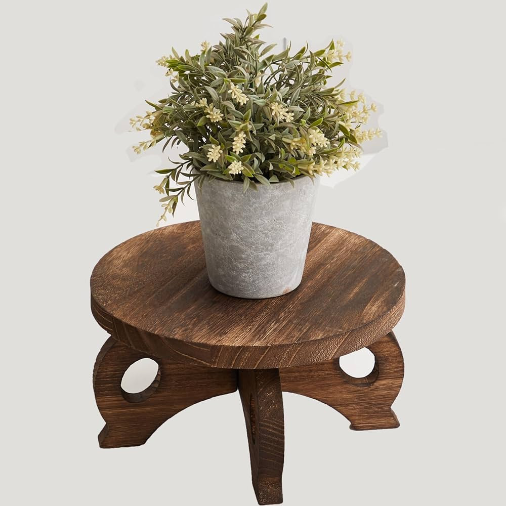 Plant Stand Indoor Round Wood Risers Display Stands Decorative Table for Flowers Stand Indoor Rus... | Amazon (US)