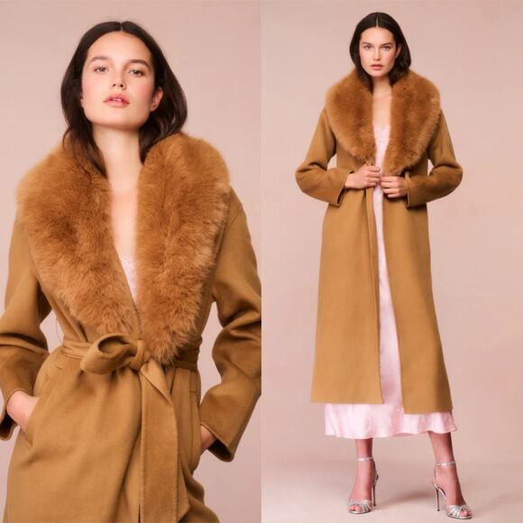 LoveShackFancy Mahika Wool Cashmere Faux Fur Collar Coat Camel | Poshmark