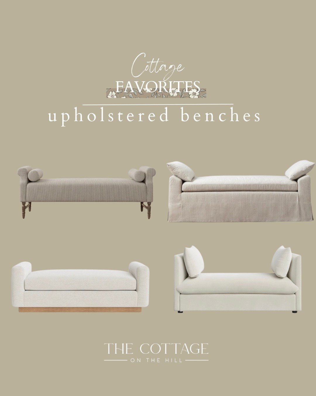 These upholstered benches are perfect to style in your cottage inspired home 

#LTKHome