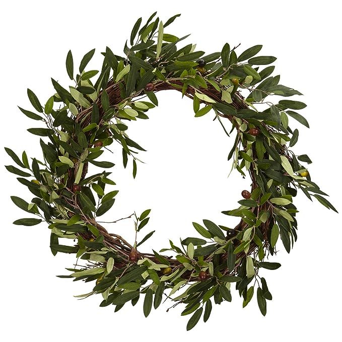 Nearly Natural 4773 Olive Wreath, 20-Inch, Green | Amazon (US)