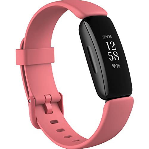 Fitbit Inspire 2 Health & Fitness Tracker with a Free 1-Year Fitbit Premium Trial, 24/7 Heart Rate, Black/Desert Rose, One Size (S & L Bands Included) | Amazon (US)