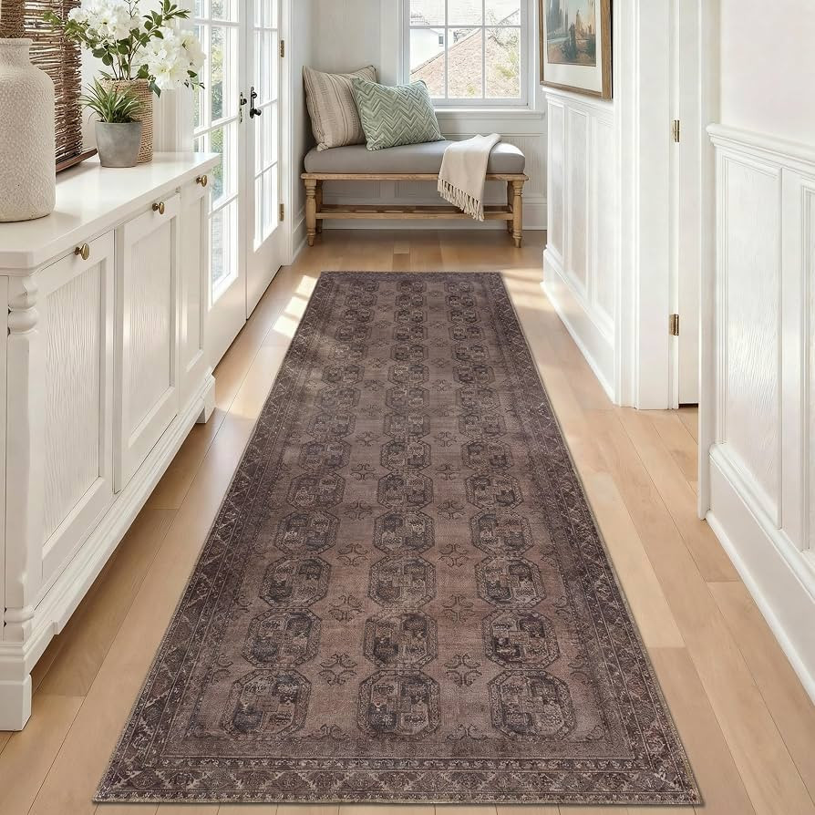 Kuden 2'6"x12' Runner Rug, Machine Washable Area Rug with Non-Slip Backing, Vintage Style, Soft, ... | Amazon (US)