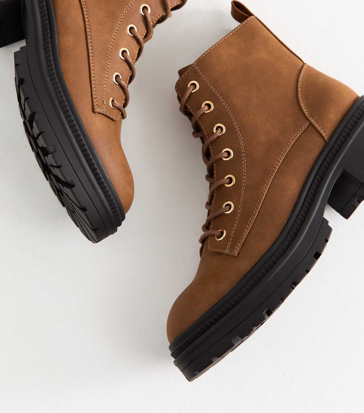 Tan Faux Leather Lace Up Ankle Boots | New Look | New Look (UK)