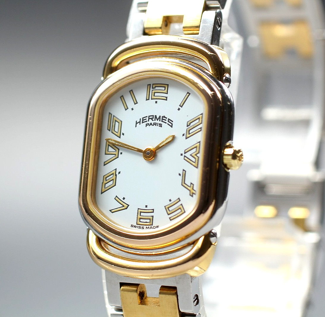 [Near MINT] HERMES Rally 20mm White Dial Gold Quartz Women's Watch From JAPAN | eBay US