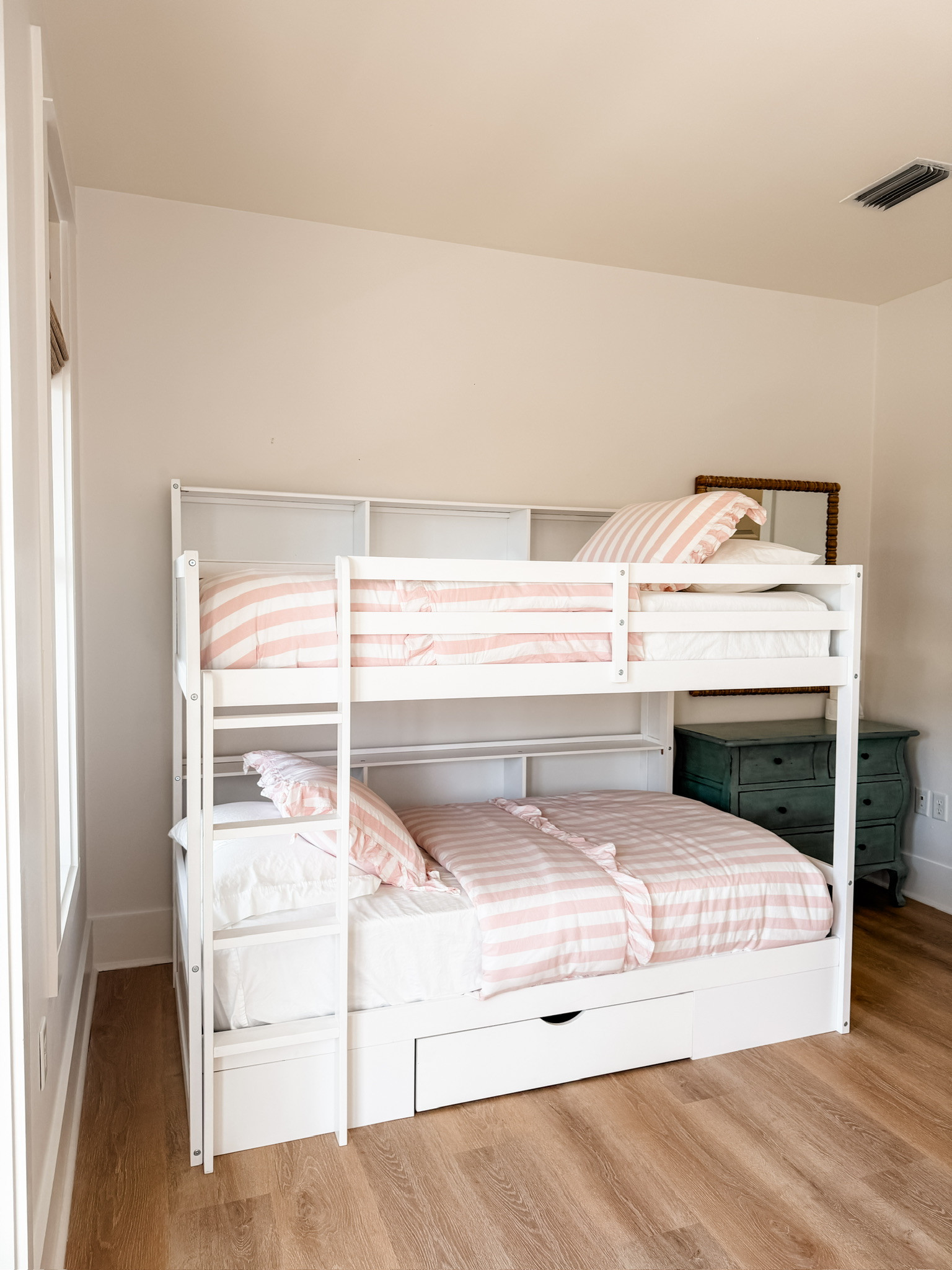 The bunk beds in the girls room! Love the pink and white striped bedspreads!

Loverly Grey, home decor, home inspo, beach house, bunk beds, kids room 

 #LTKHome #LTKKids