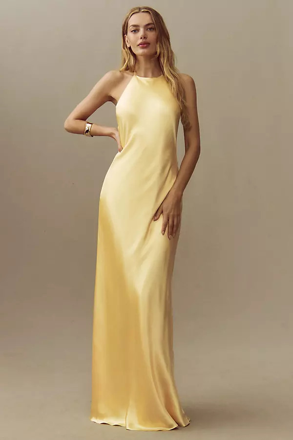 Jeany Halter Silk Column Maxi Dress | Anthropologie (US)