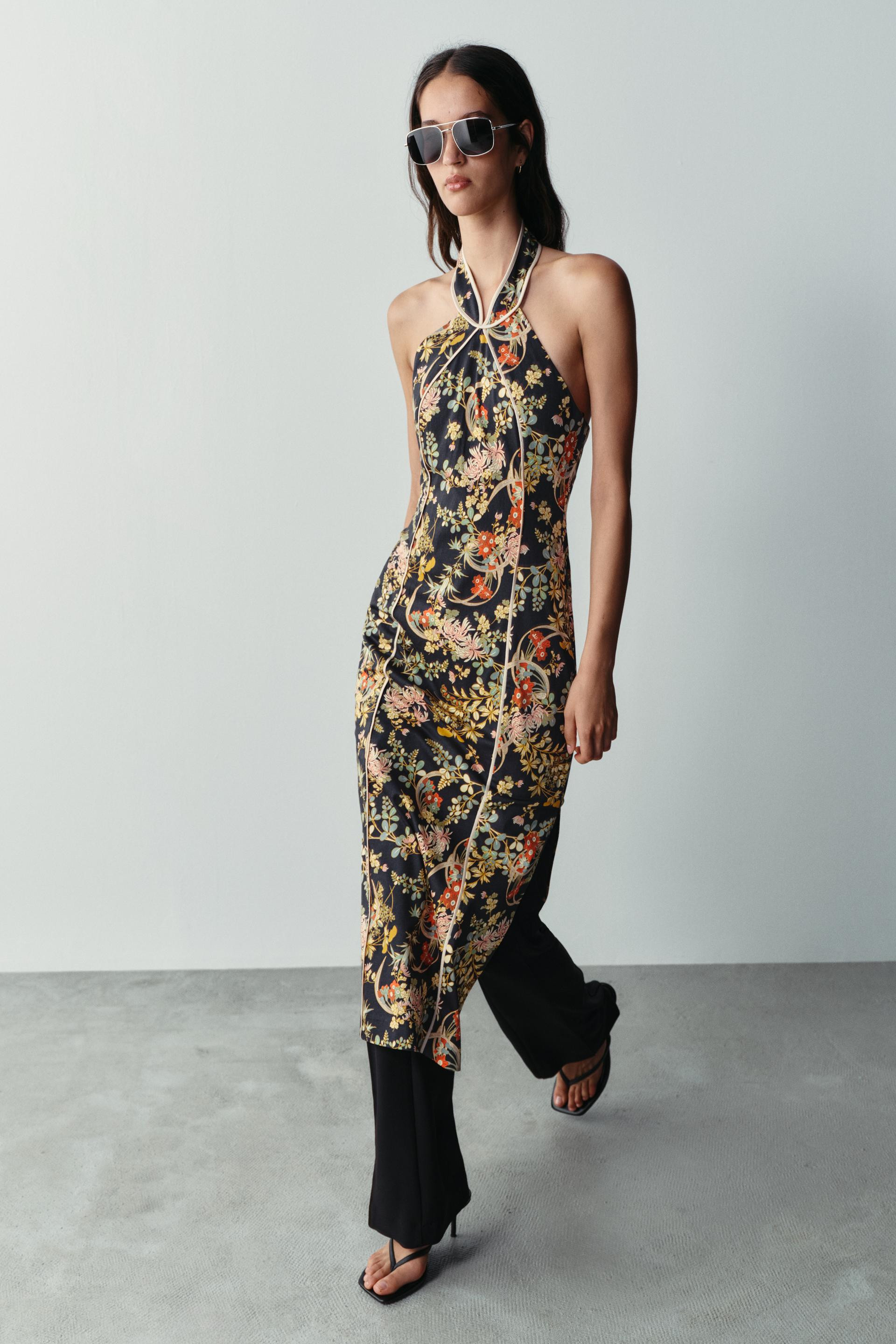 Zara - Printed Halter Dress - Multicolored - Xl - Woman | Zara US