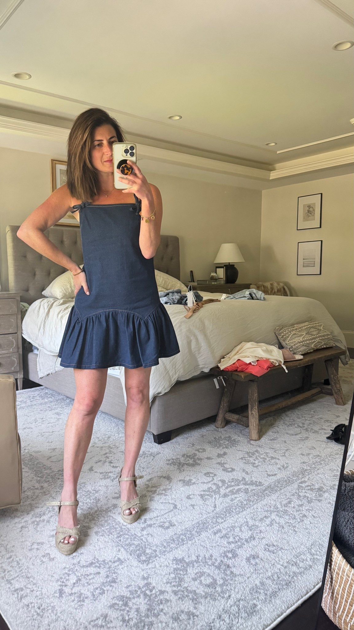 Denim mini dropped waist transition dress fall 

#LTKPetite #LTKSeasonal #LTKStyleTip