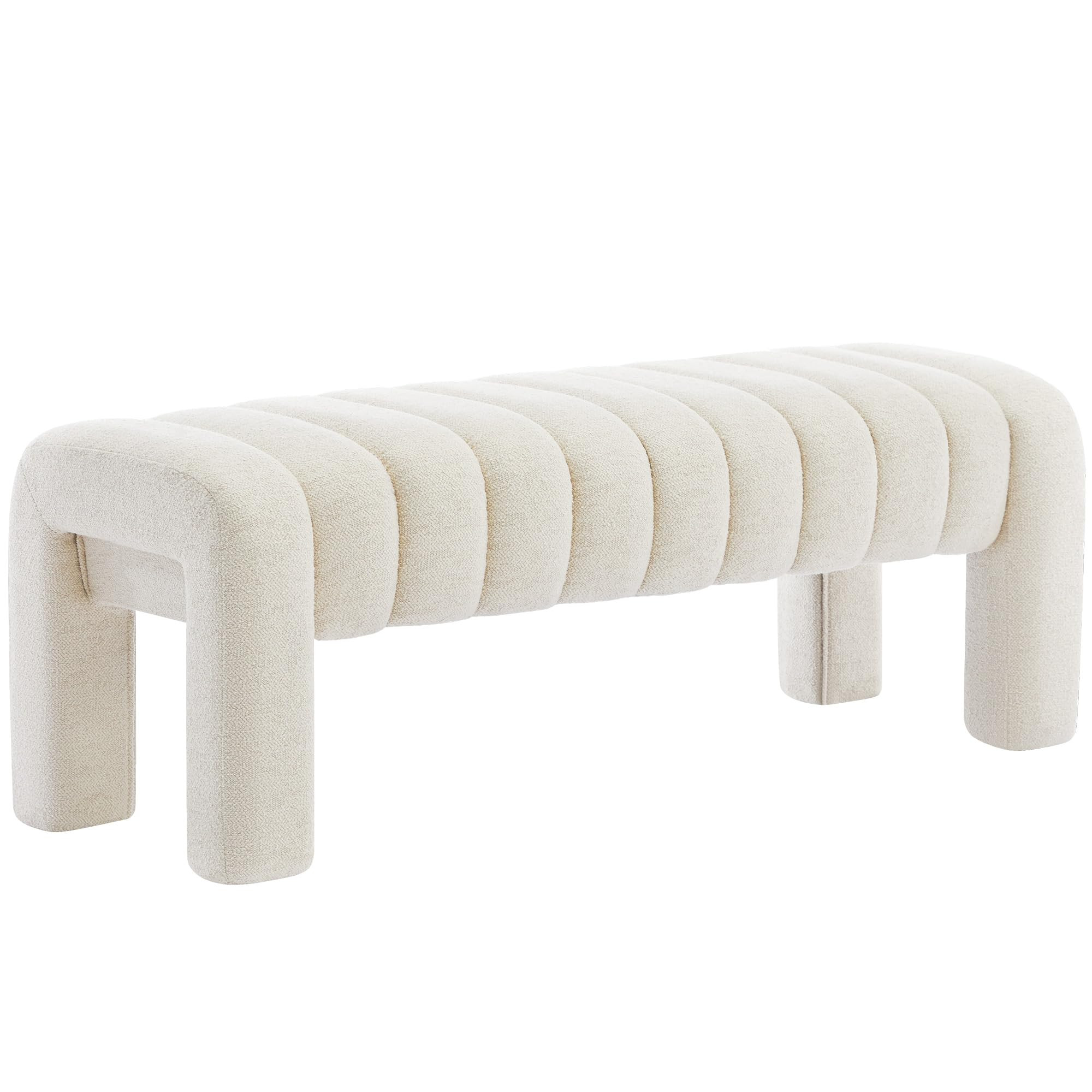 43.3" Bedroom Bench, Upholstered Entryway Bench, Modern End of Bed Ottoman with Solid Wood Legs a... | Amazon (US)