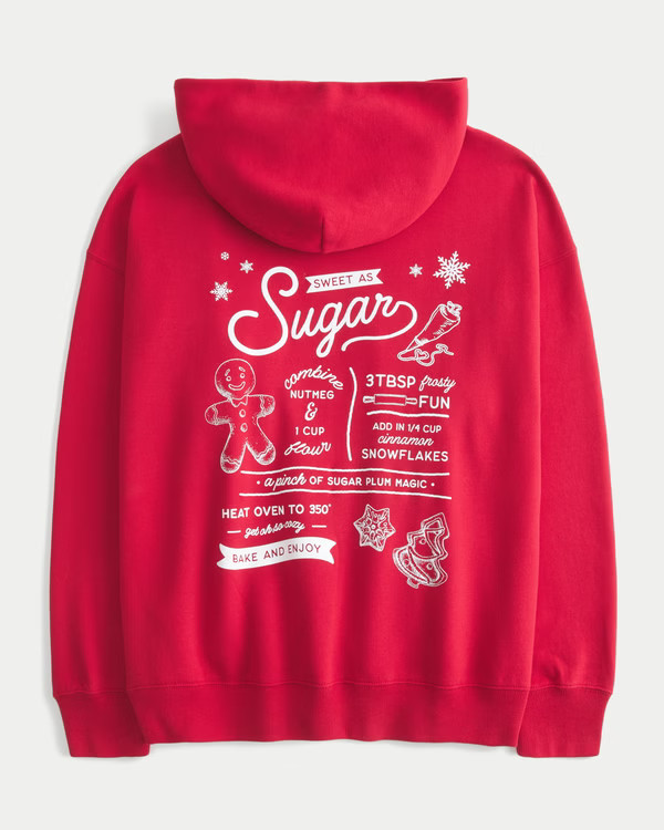 Oversized Glitter Print Sugar Graphic Hoodie | Hollister (US)