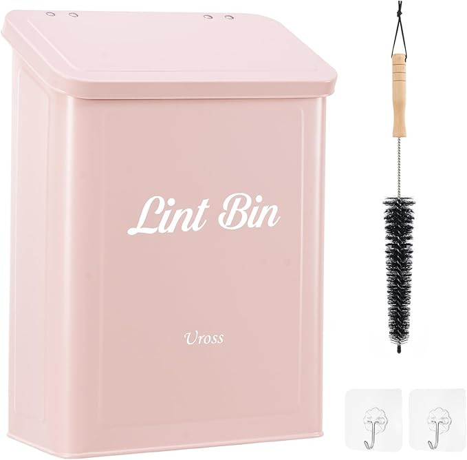 Uross Magnetic Lint Bin for Laundry Room with Lint Brush, Metal Wall Mounted Dryer Lint Box Holde... | Amazon (US)