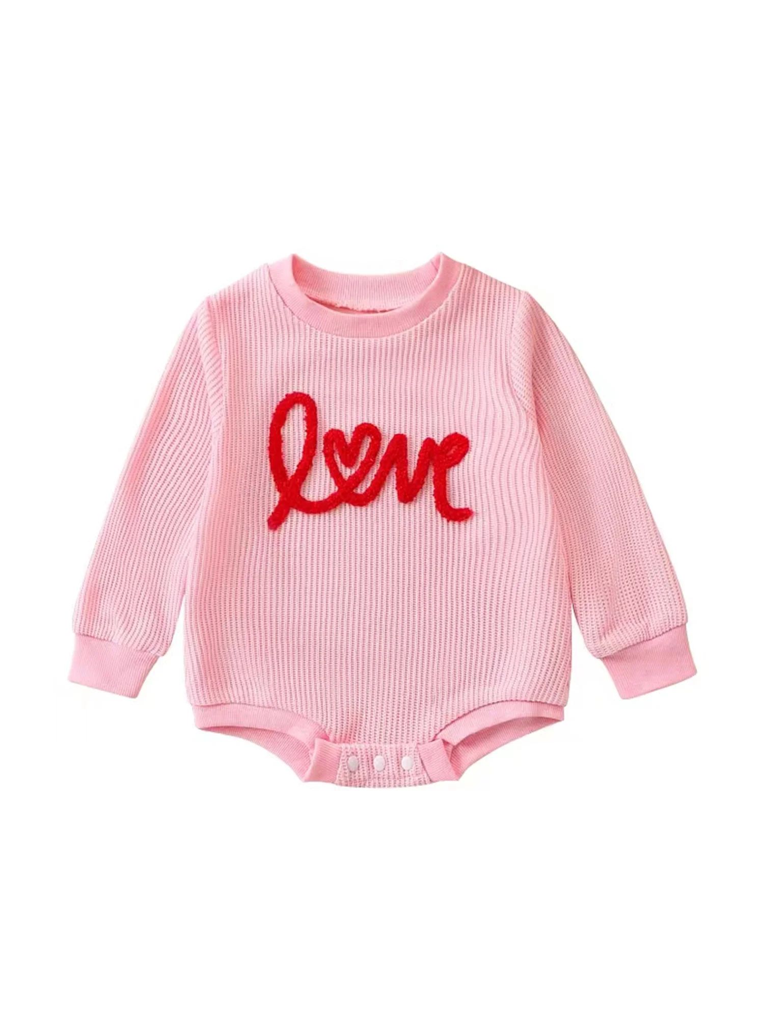 Newborn Baby Girl Valentines Day Outfit Infant Onesie Romper Long Sleeve Sweatshirt Bubble Bodysu... | Walmart (US)