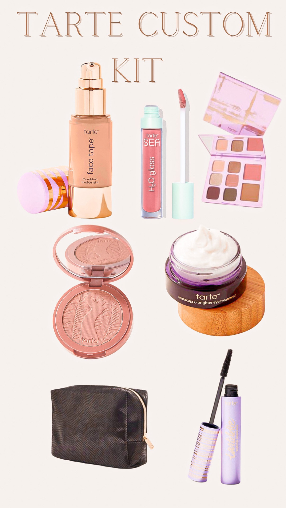 It’s finally here !! 💄 💜

Tarte custom kit - 7 products for $67 and free shipping. You can add at least 3 kits to cart 🛒 

Tarte, custom kit, makeup, face tape, shape tape, lipgloss , eyeshadow , blush , bronzer, under eye cream , mascara , makeup bag 

#LTKGiftGuide 

#LTKbeauty #LTKSpringSale #LTKstyletip
