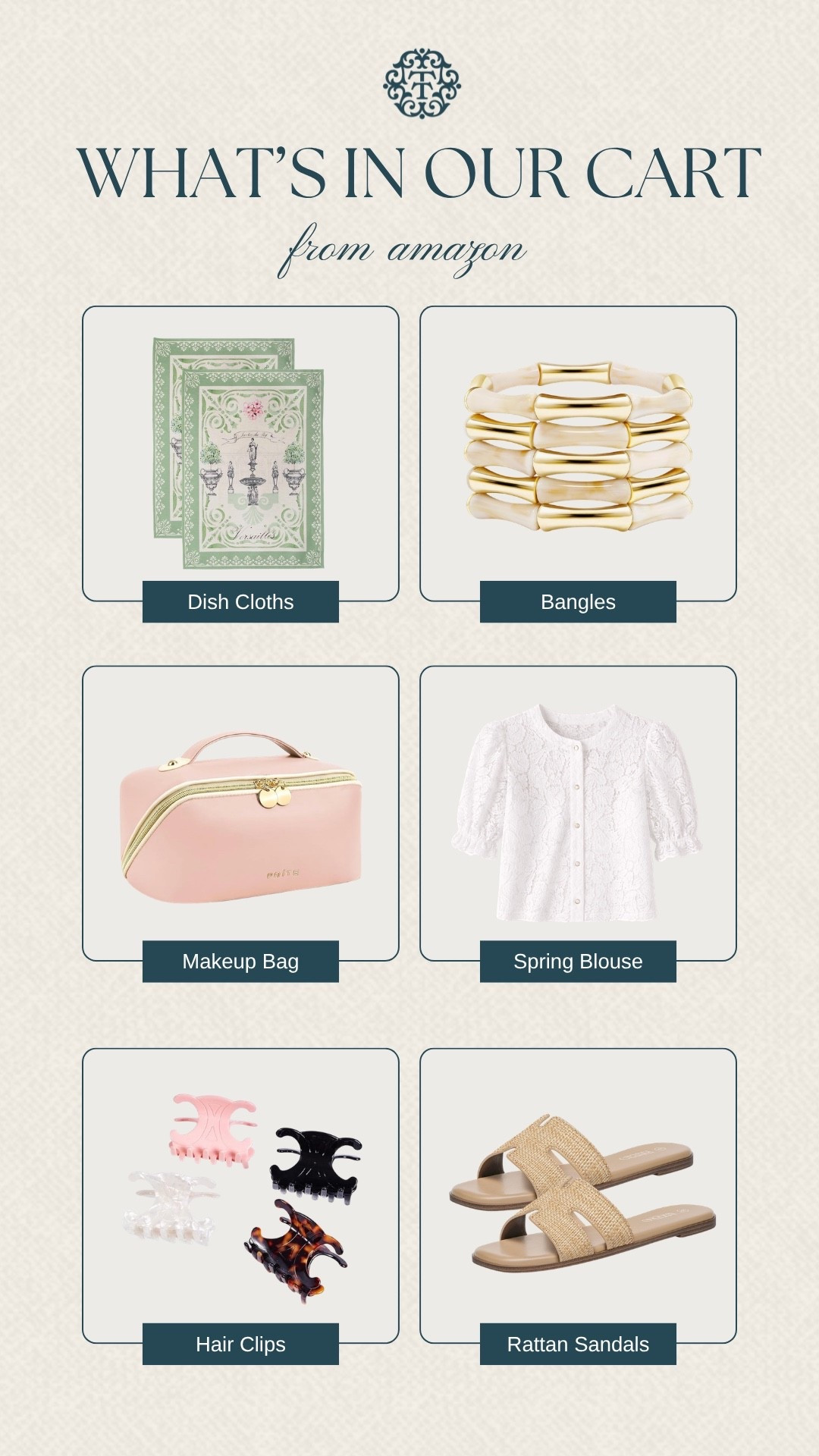 More of what is in our carts! The gold bangles and rattan sandals add a warm feel. As well as the hair cups and makeup bag are simple extras you can use daily!

#LTKSeasonal #LTKOver40 #LTKBeauty