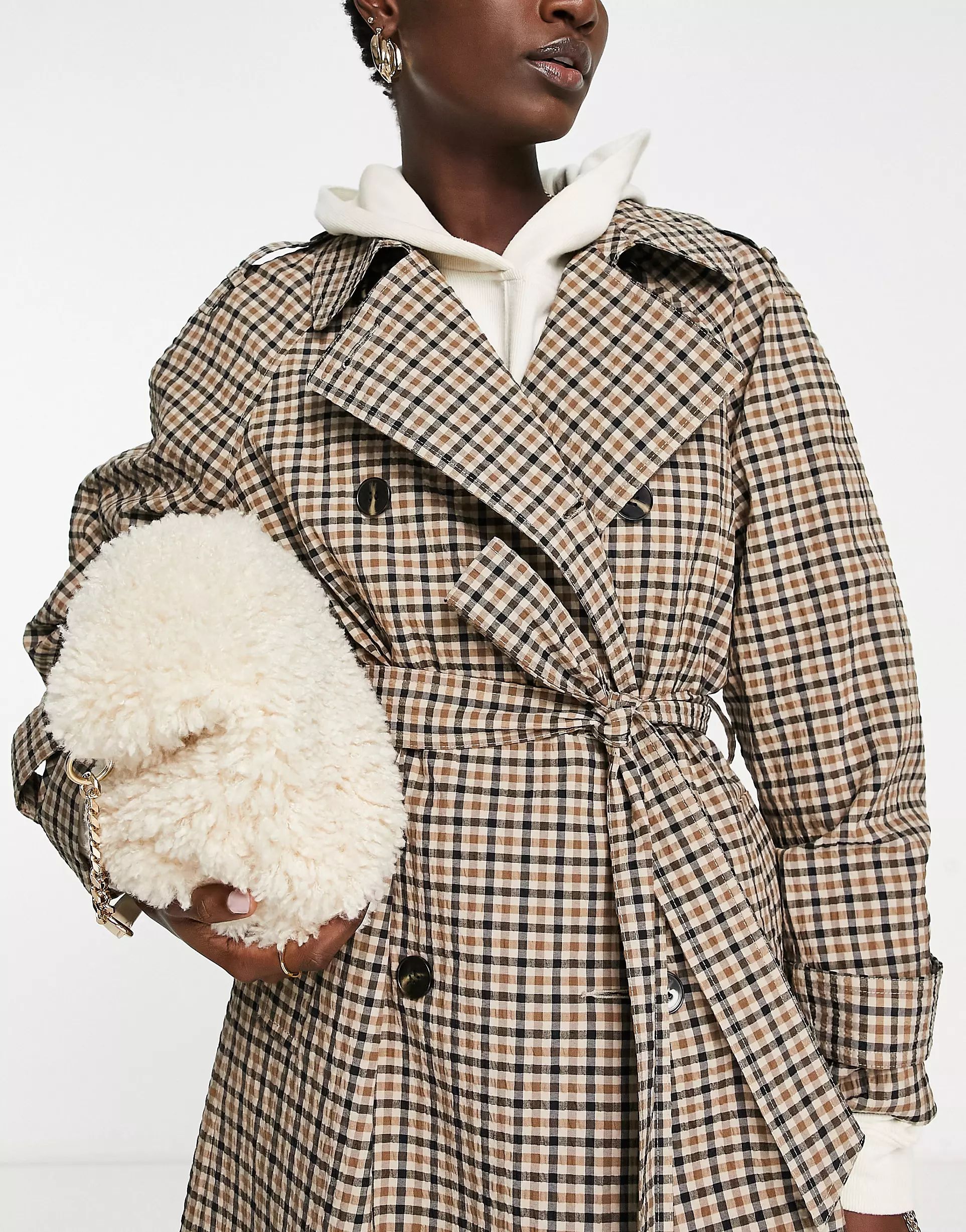 ASOS DESIGN - Trench-coat à carreaux - Marron | ASOS (Global)