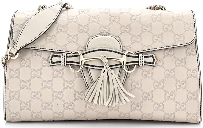 Amazon.com: Gucci, Pre-Loved Emily Chain Flap Bag Guccissima Leather Medium, Neutral : Amazon Lux... | Amazon (US)