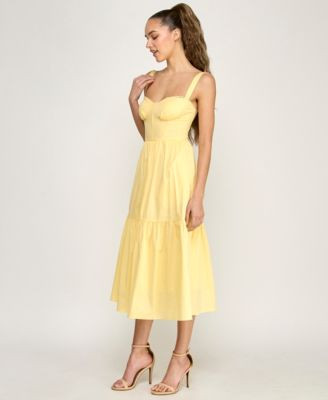 Alex & Sophia Juniors' Sweetheart Neck Tiered Poplin Midi Dress - Macy's | Macy's